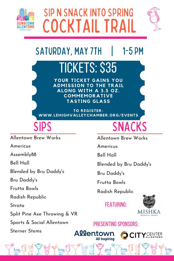 Sip and Snack Into Spring Cocktail Trail 7 MAY 2022
