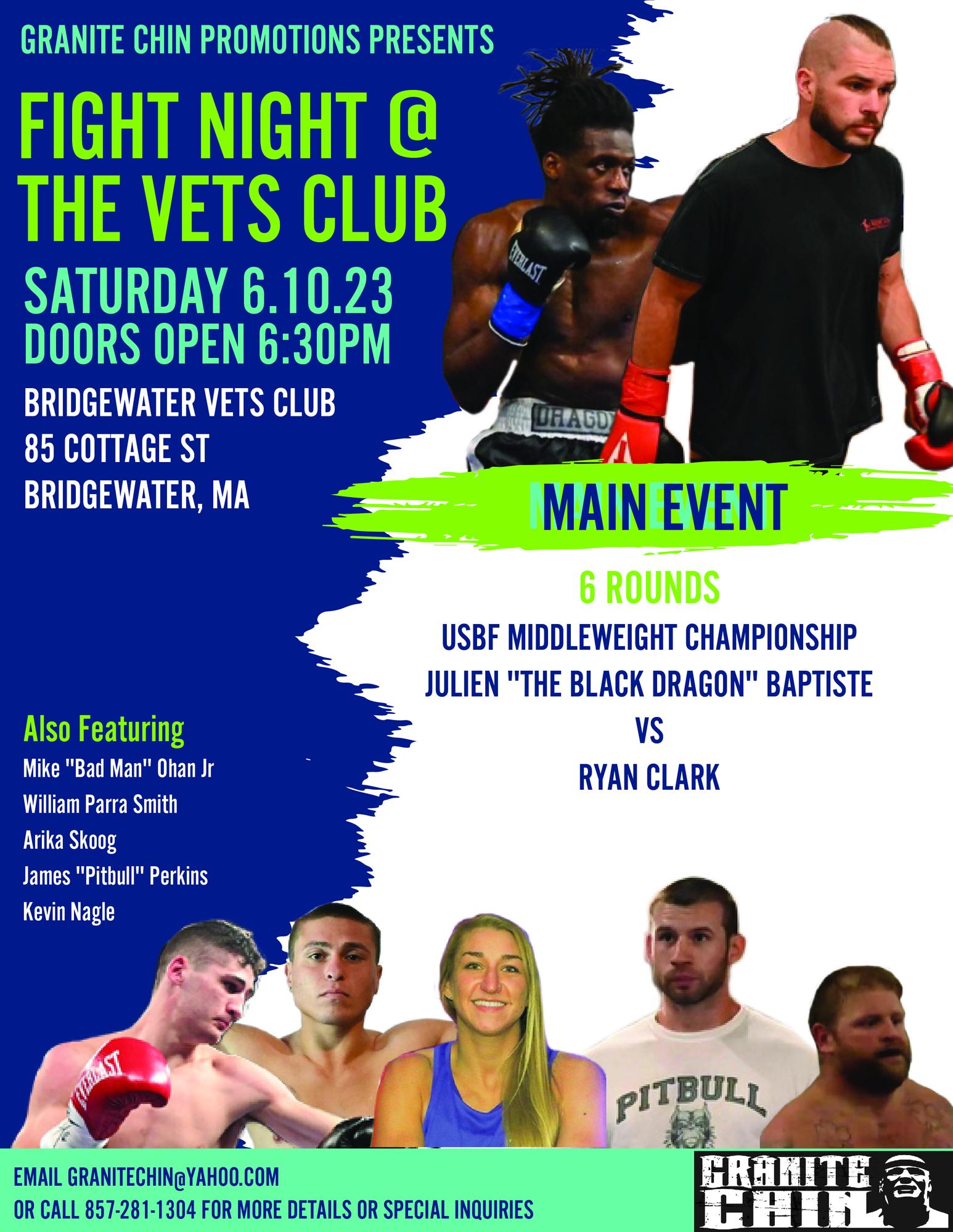 FIGHTNIGHTTHE VETS CLUB Tickets in BRIDGEWATER, MA, United States