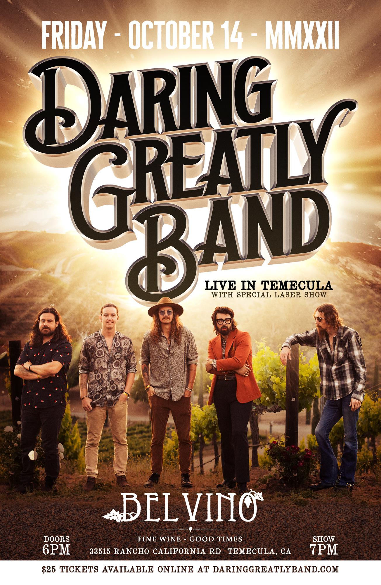 DARING GREATLY BAND LIVE IN TEMECULA (W/ LASER LIGHT SHOW) Tickets in