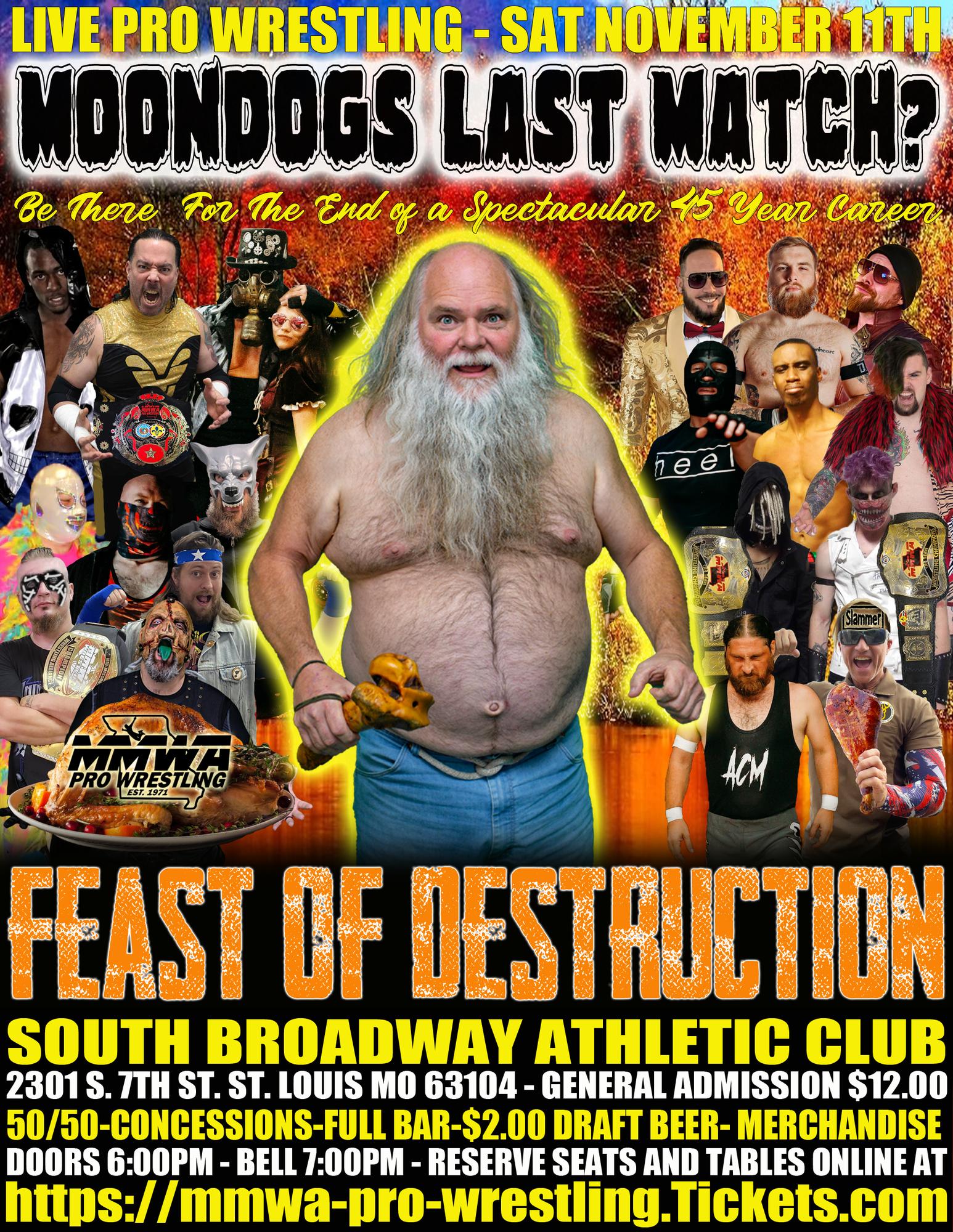 MMWA Pro Wrestling SBAC Saturday November 11th Tickets in St. Louis, MO