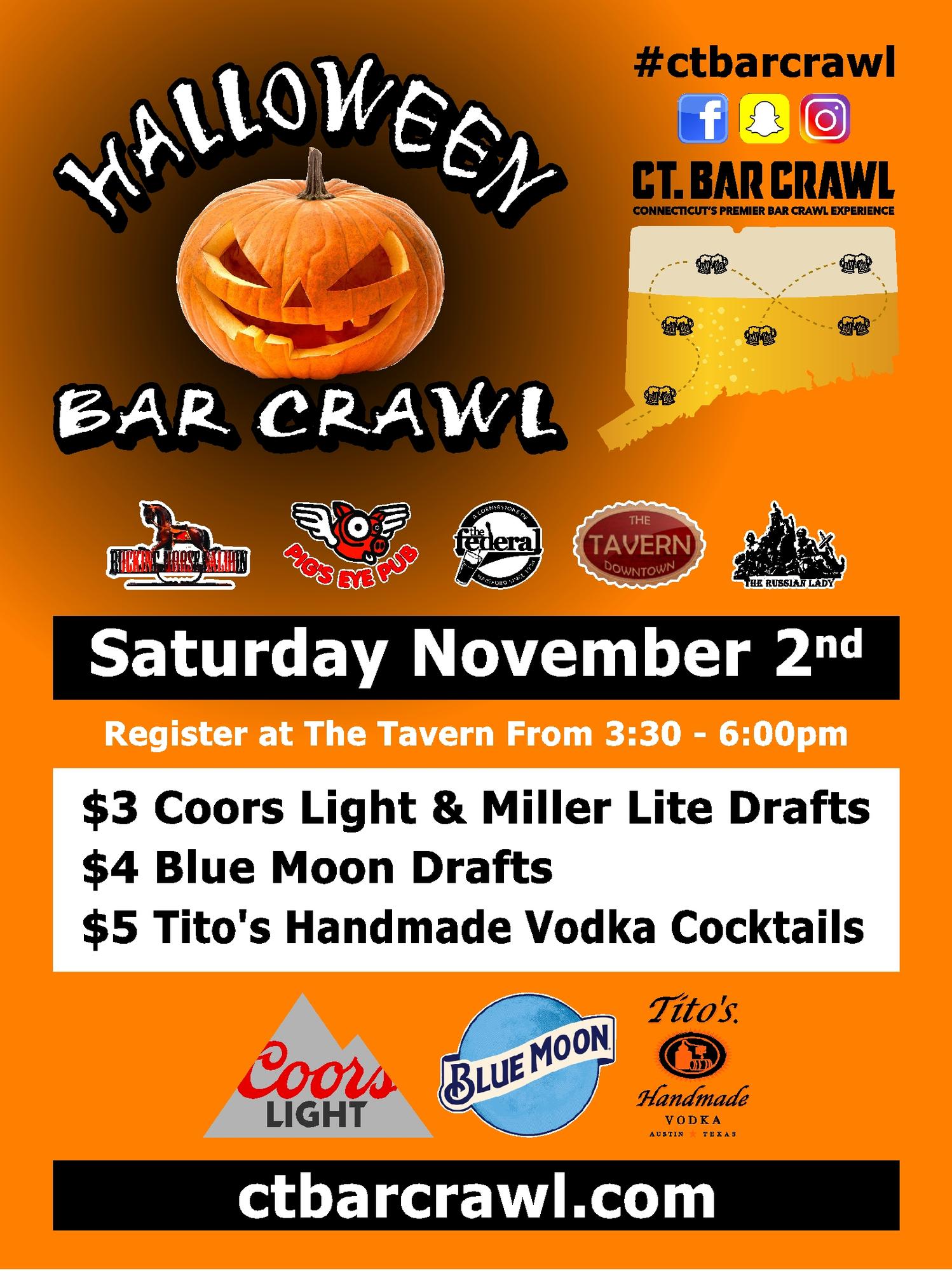 Halloween Bar Crawl 2019 Tickets in Hartford, CT, United States