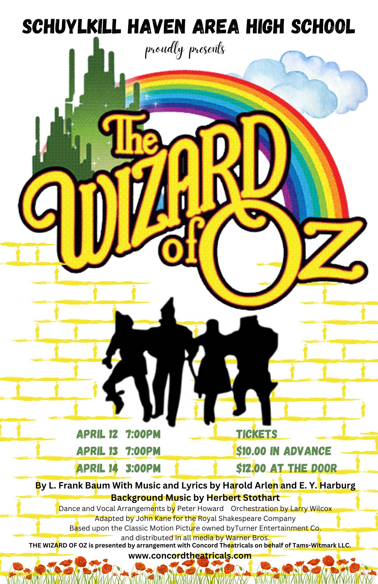 SHASD High School Musical 2024 The Wizard of Oz Tickets in Schuylkill