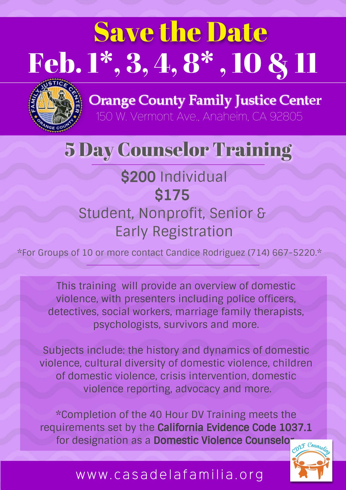 40 Hour Domestic Violence Counselor Training OC Feb 2018 Tickets In 