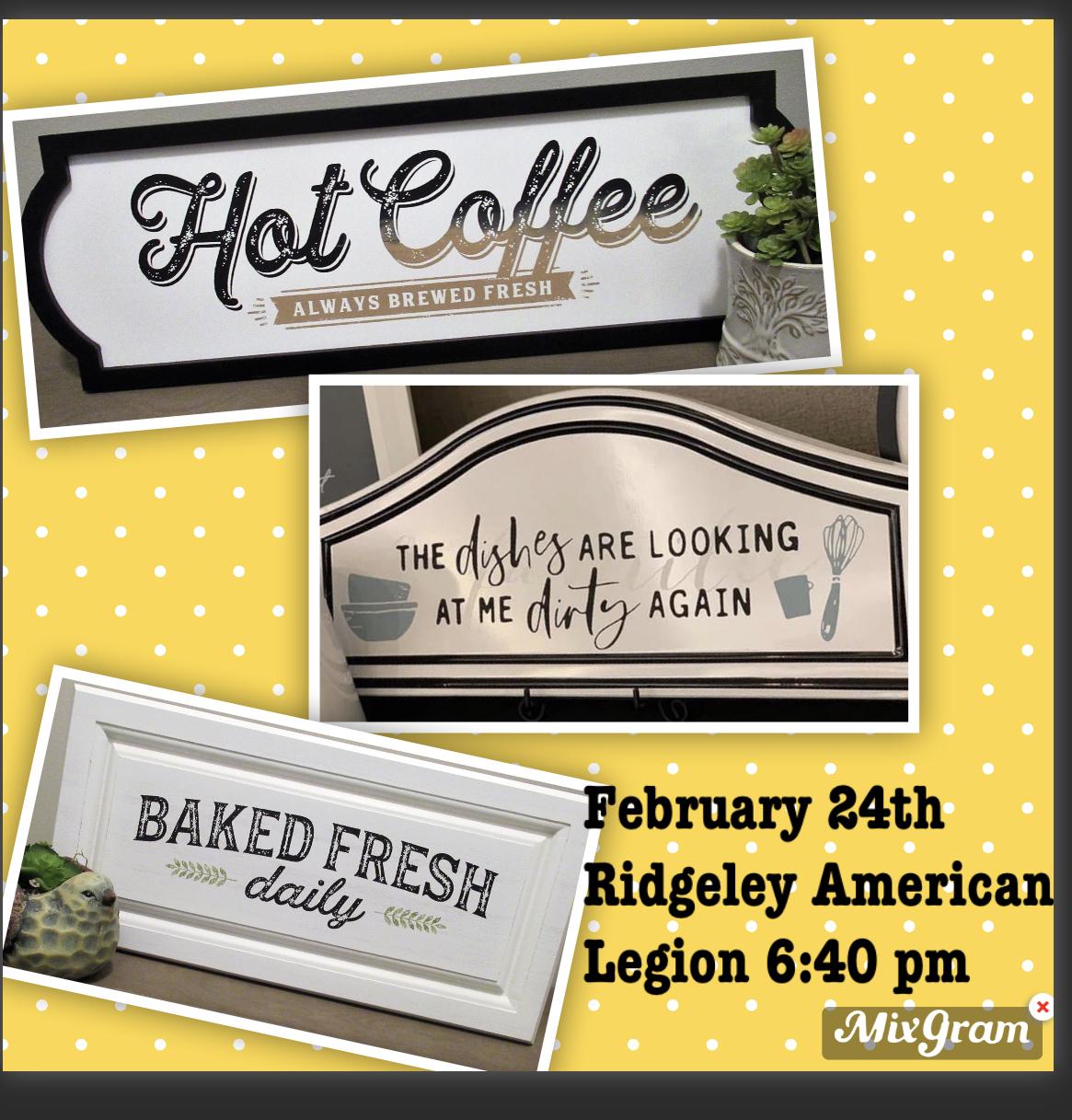 Make a Kitchen Sign @ Ridgeley American Legion