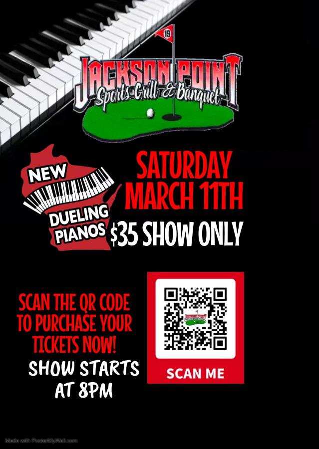 N.E.W Dueling Pianos at JACKSON POINT SPORTS GRILL & BANQUET Tickets in