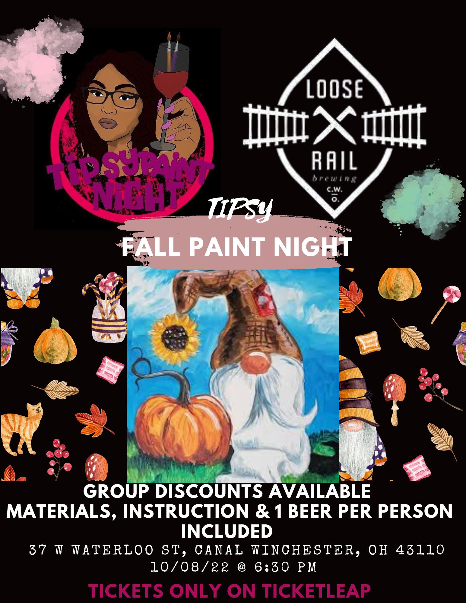 Loose Rail Brewing Tipsy Fall Paint Night 8 OCT 2022